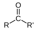<p>carbonyl C bonded to 2 Cs (or R groups)</p>