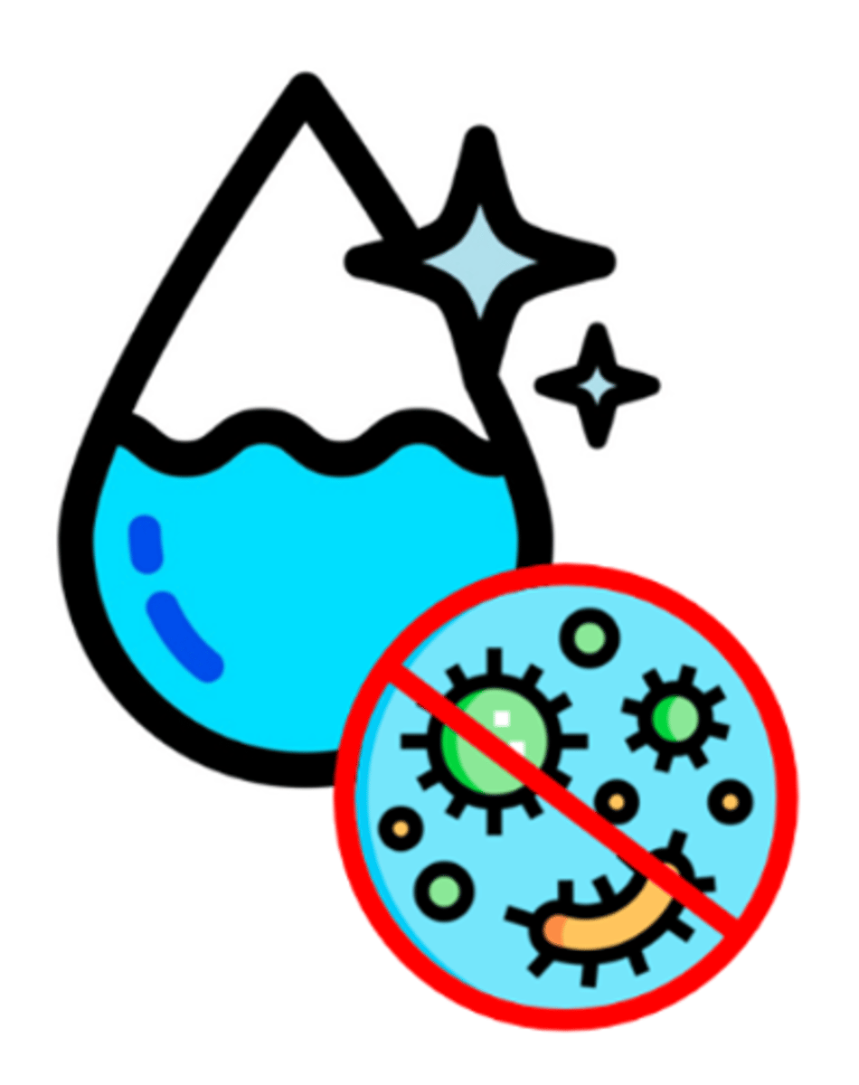 <p>water that is extensively treated to ensure that microorganisms &amp; any organic or inorganic materials are removed</p>