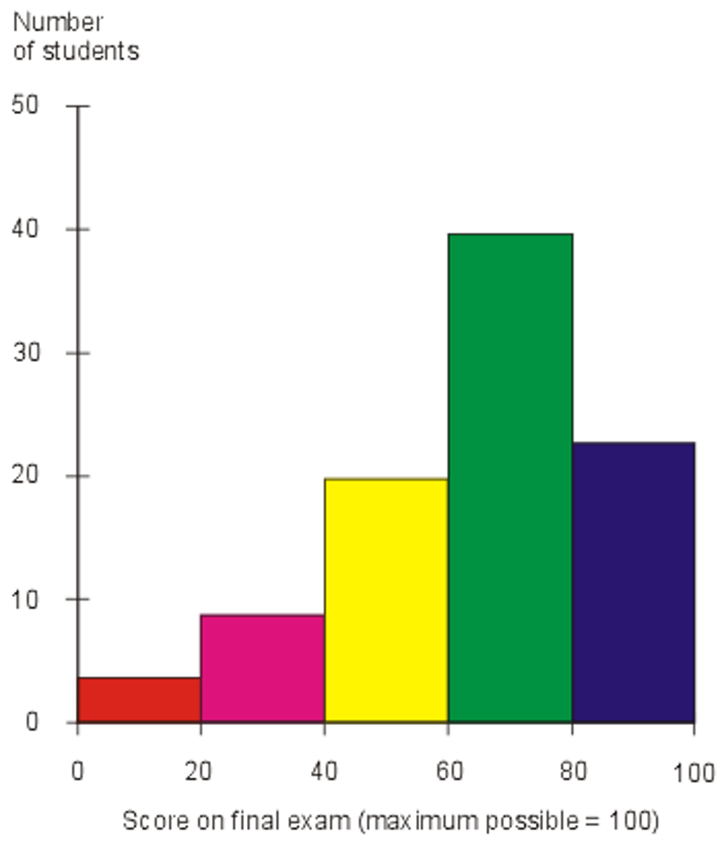 <p>a graph of vertical bars representing the frequency distribution of a set of data.</p>