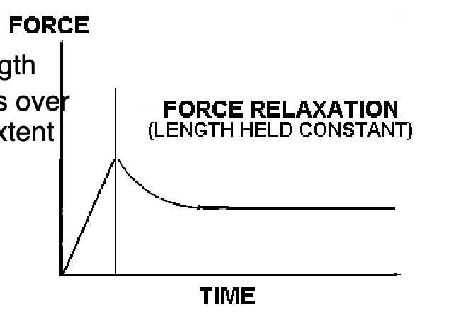 Tissue held at constant length
Force (or stress) decreases over time but only to a certain extent