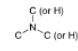 <p>A Nitrogen bonded to a Carbon, A Carbon (or Hydrogen), and a Carbon (or a hydrogen)</p>