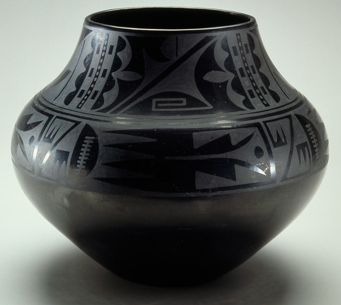 <p><strong>Form: </strong></p><p><strong>-</strong>Changes: altered to appeal to nonindigenous people with the use of polish (new). New black on black style where there were areas of matte/polish created by a liquid mix of clay/water to create the matte outside. </p><p>-Continuities: Blackware ceramic and firing method of the clay: pinyon pine wood. Coiling/slip painting technique: coils of clay stacked/shaped by hand, creating a smooth surface and round shape with a narrow neck. </p><p></p><p><strong>Function:</strong></p><p><strong>-</strong>Changes: created for European buyers. Function change from an artistic to economic purpose: ritual → decorative/commercial </p><p>-Continuities: </p><p></p><p><strong>Content: </strong></p><p><strong>-</strong>Changes:</p><p>-Continuities: Geometric patterns and feathers symbolizing prayer/honor. Rain clouds symbolize the need/importance of rain in agriculture, birds represent freedom/connection between the Earth and sky. Mountains/rivers: importance of nature. These abstracted motifs were Pueblo ideas on balance/order created by symmetry </p><p></p><p><strong>Context:</strong></p><p><strong>-</strong>Changes:</p><p>-Continuities: This kind of pottery was usually used for cooking/storage and ceremonial purposes. Martinez was indigenous</p>