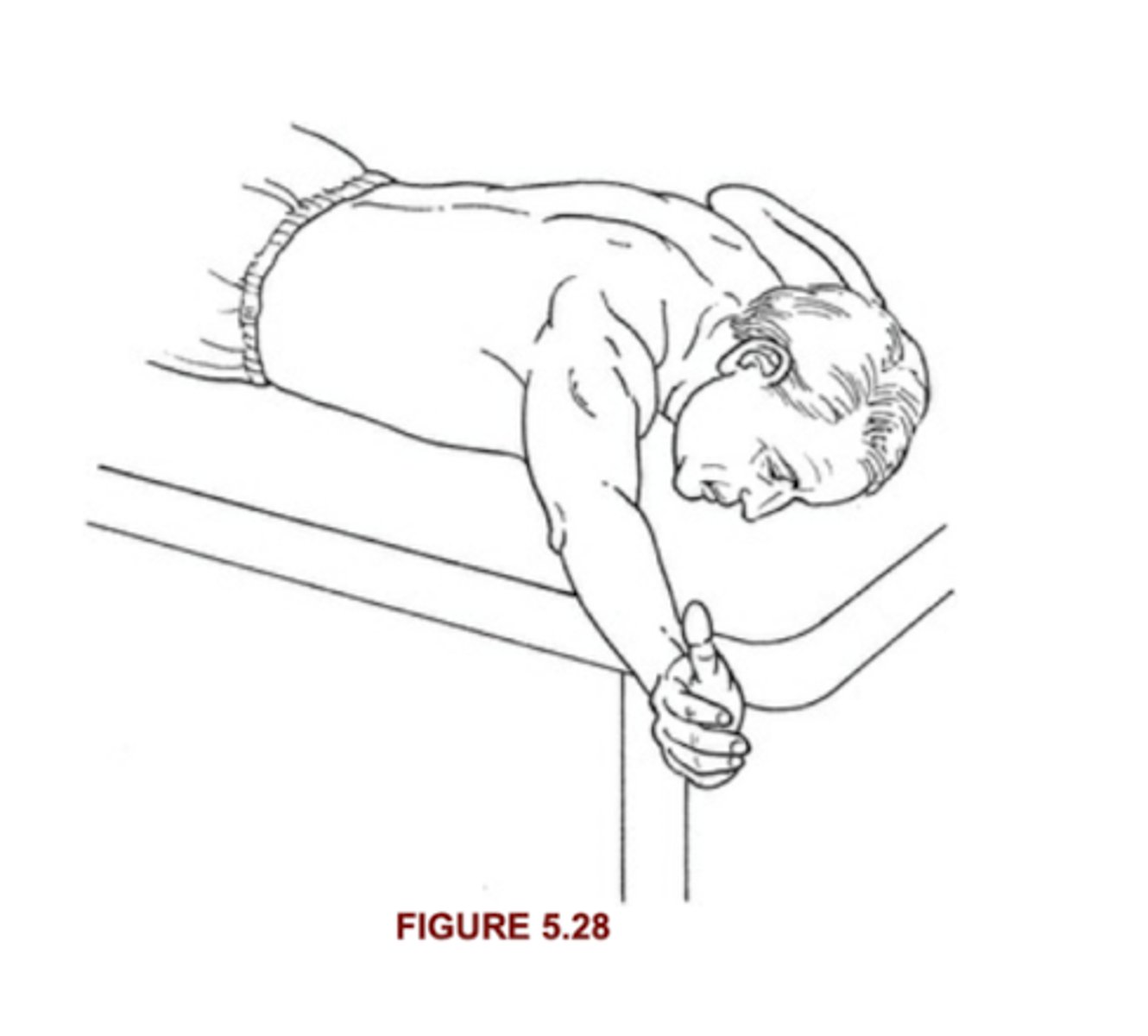 <p>Arm raised from table against gravity, but cannot tolerate resistance</p>