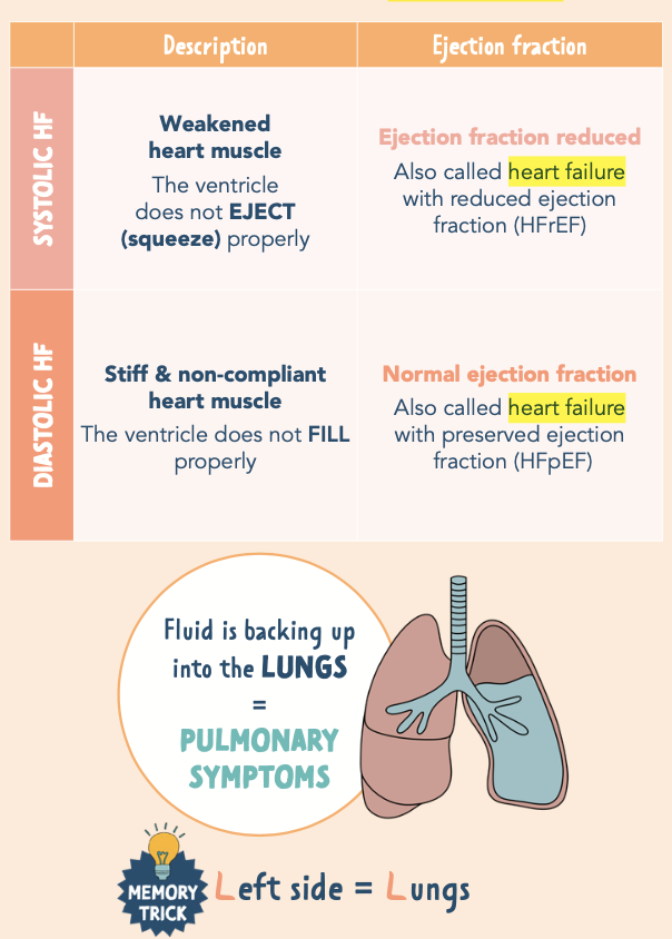<p>SIGNS AND SYMTOMS OF LEFT SIDED HEART FAILURE</p>