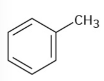 <p>Common: Toluene<br>IUPAC: <span>methylbenzene</span></p>