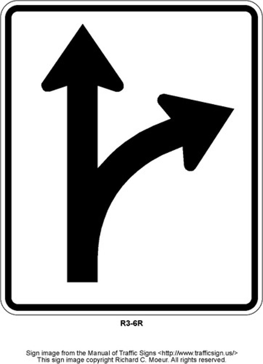 <p>you may only go straight or turn right</p>