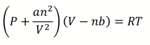 <p>a = magnitude of attractive IMF</p><p>b = effective (excluded) vol of gas molecules/atoms </p>