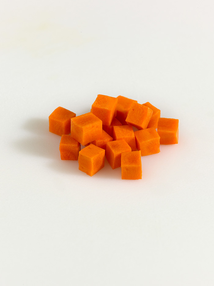 <p>Cut into Chuncky dice-like pieces</p>