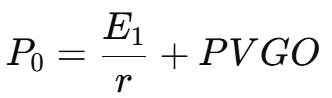 <p>• <strong>PVGO </strong>is the <strong>part of </strong>the <strong>share price </strong>that comes from <strong>future growth projects </strong>rather than current assets</p><p>• High <strong>PVGO indicates </strong>value is driven by <strong>expected new investments</strong></p>