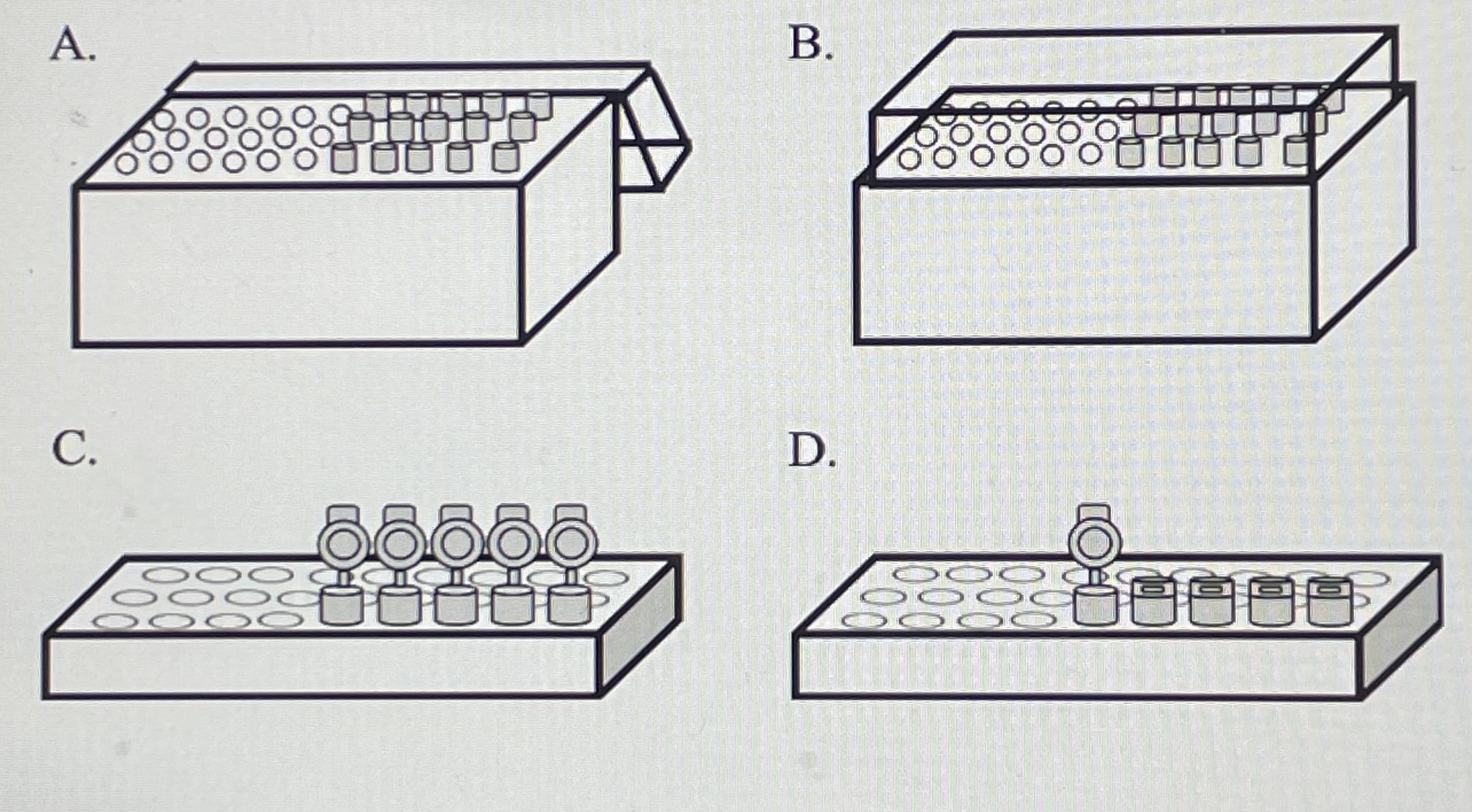 Which of the following images represents the proper sterile technique when using single use supplies in a molecular laboratory?