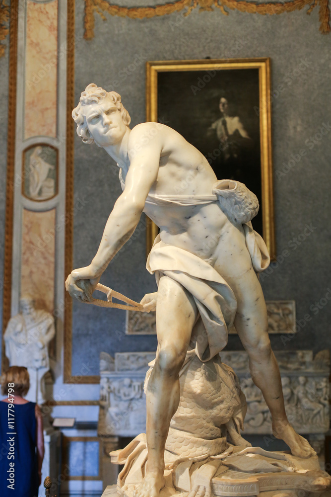 <p>What moment does Bernini’s David capture?</p>