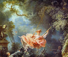<p>Rococo painting symbolizing love and flirtation. </p>