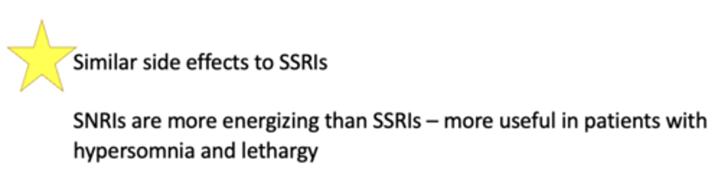 <p>what are the different Serotonin and Norepinephrine Reuptake Inhibitors (SNRI)</p>