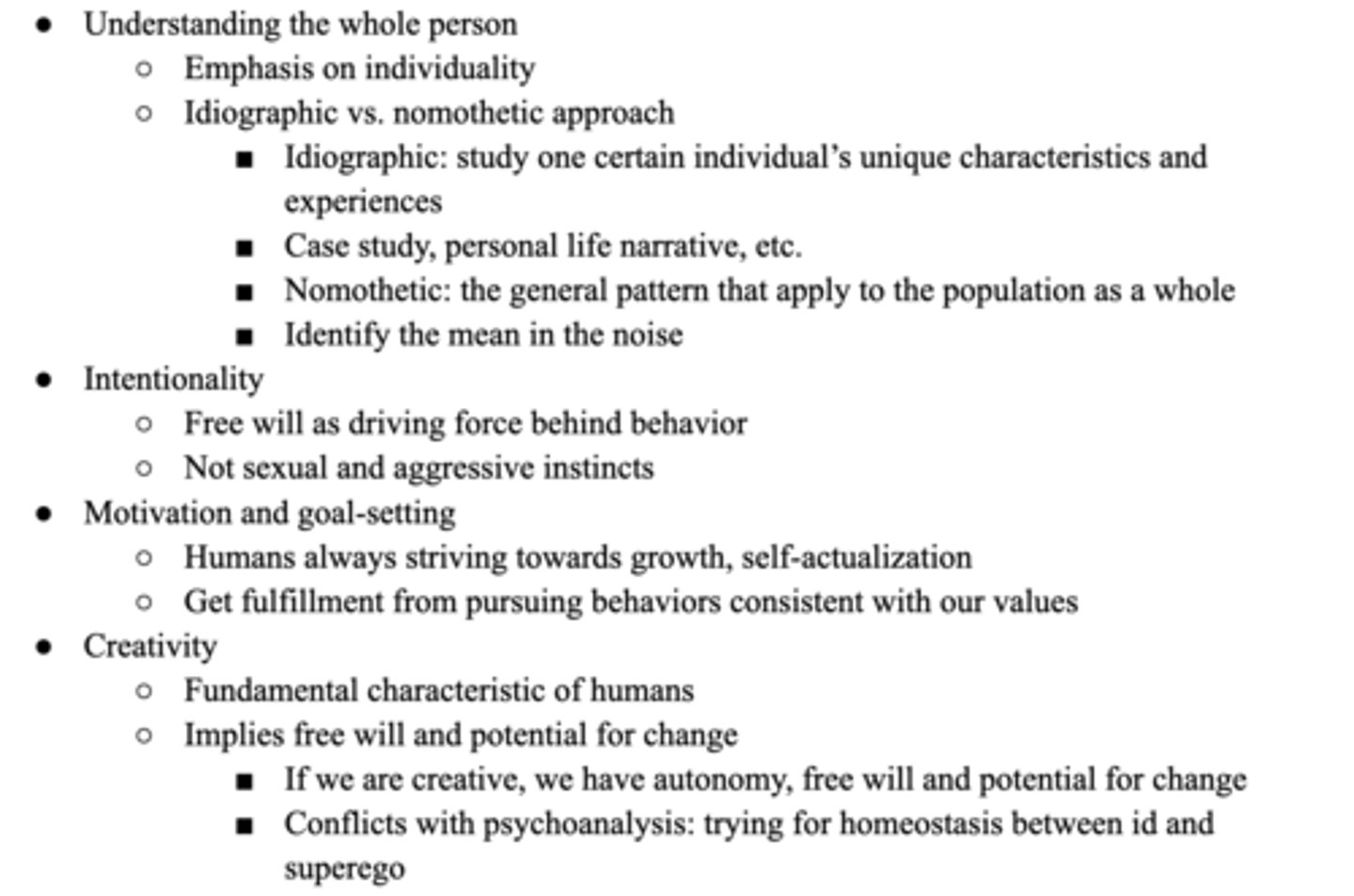 <p>understanding the whole person</p><p>intentionality</p><p>motivation and goal-setting</p><p>creativity</p>