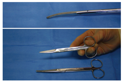 <p>Nickname: Curved Mayo</p><p>Use: Cuts heavy tissue, such as Fascia</p><p>Features: Most commonly used OR scissors and available in various sizes</p>