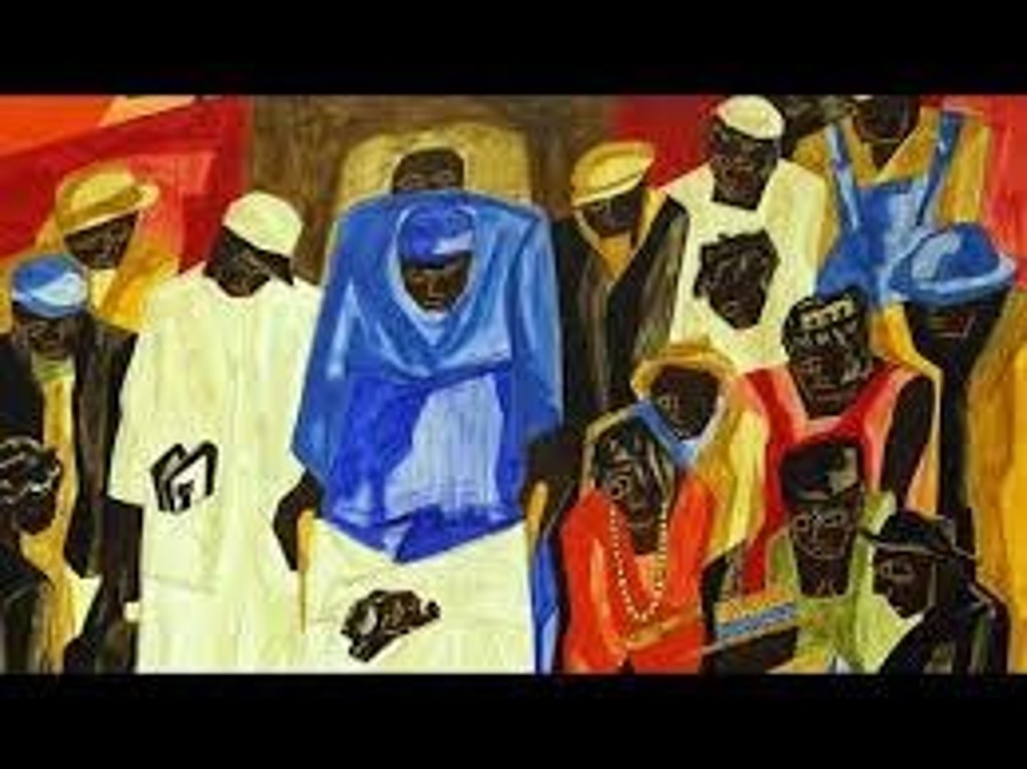 <p>This Harlem Renaissance work uses flat shapes and bold color to depict scenes of everyday Black life.</p>