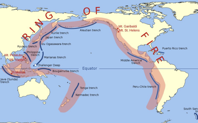 <p>Ring of fire/ Circum-Pacific belt</p>