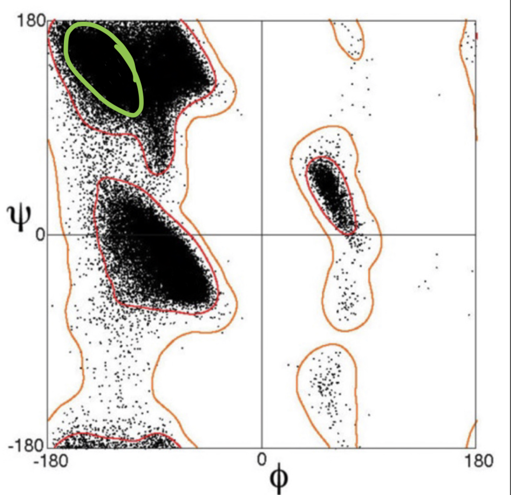 <p>what secondary structure is indicated by the green circle?</p>