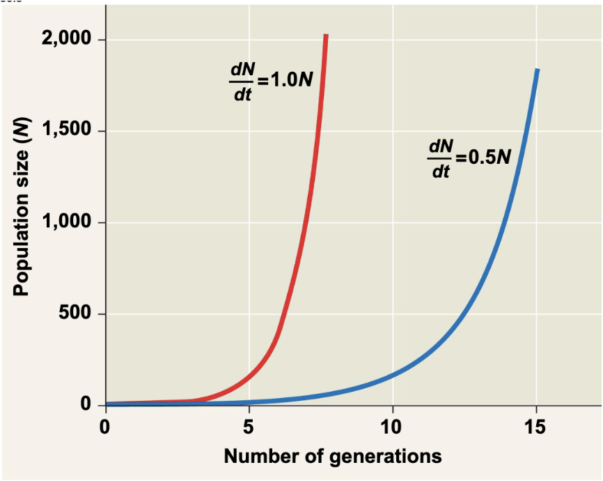 <p>(dN) / (dt)  =  r<sub>max</sub>Np</p>