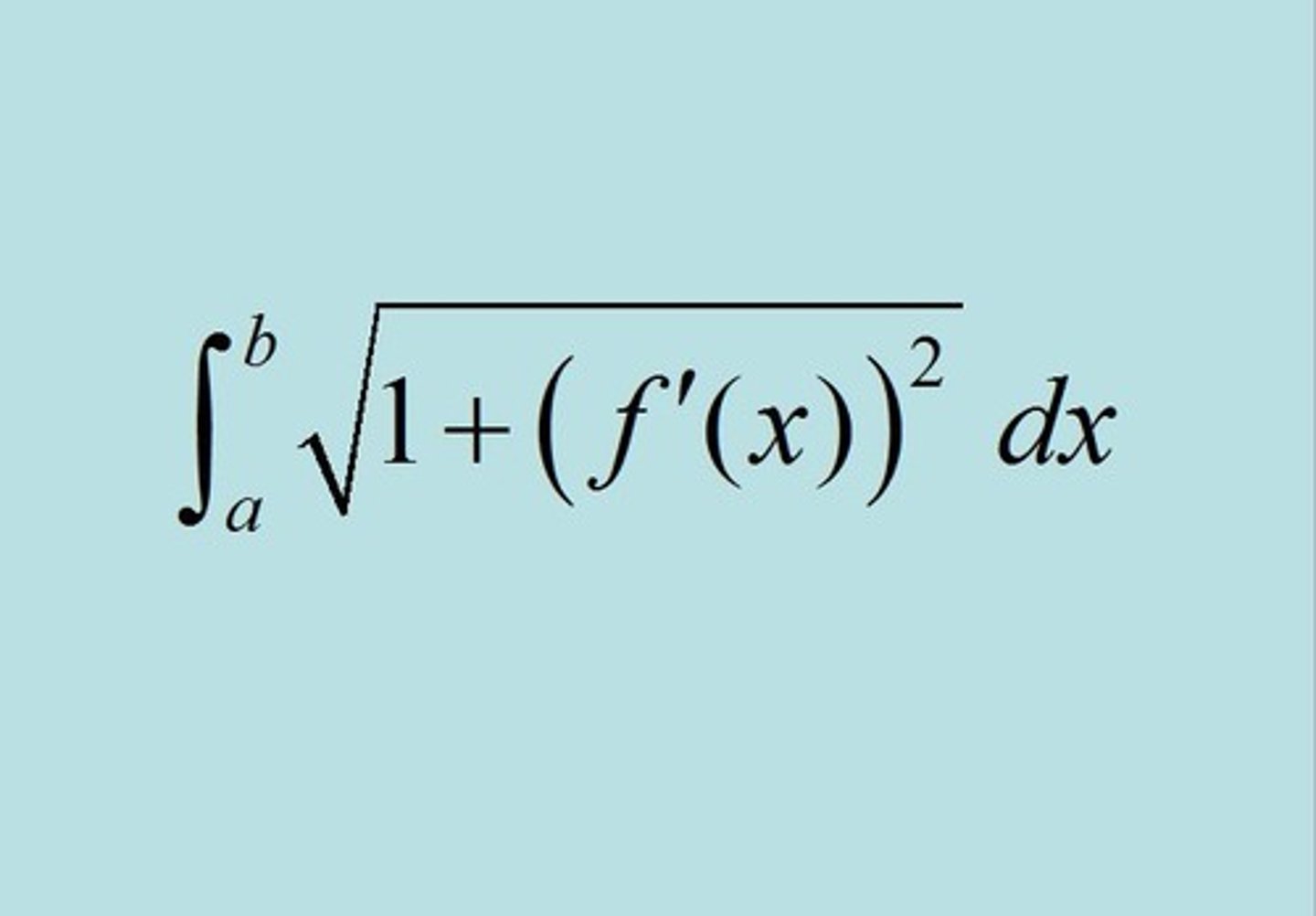 <p>∫ √(1 + (dy/dx)²) dx over interval a to b</p>