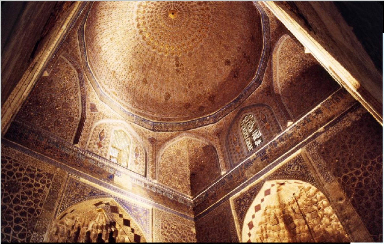 <p>Describe the architecture on the inside of the <span style="background-color: transparent;"><span>Gur-i Amir and its significance </span></span></p>