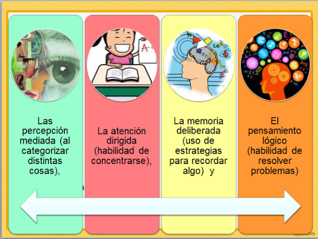 <p>Las funciones mentales superiores tienen</p><p>su origen en las interacciones sociales.</p><p>Ejemplo: Un niño aprende a contar con la ayuda de un adulto que le señala los objetos y dice los números.</p><p>Funciones mentales inferiores son procesos cognitivos innatos y se desarrollan a través de la experiencia.</p><p>Ejemplo: Percepción, atención, memoria y reflejos que permiten a los individuos responder a estímulos del entorno</p>