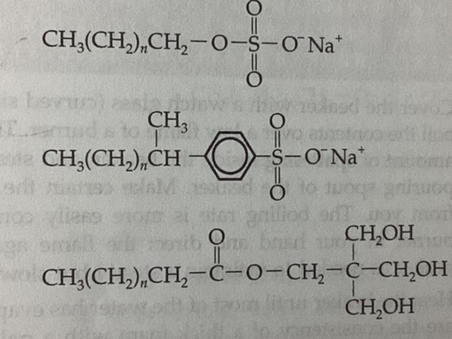 <p>Linear Alkyl Benzenesulfonates (LABS) which have a linear chain that is easy for soil microbes/enzymes to break down. (middle structure)</p>