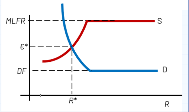 <p><span><strong>The<u> equilibrium</u> in the market for reserves (banks):</strong></span></p>