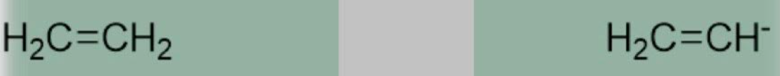 <p>Ethene (Vinylic Alkene), Vinyl anion</p>