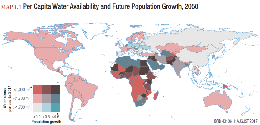 <p><strong><u>Global Water Scarcity</u> (GRAPH 1)</strong></p><ul><li><p>There is the existence of a “<strong>WATER STRESS BELT</strong>” which runs through a region roughly 10-45 degrees north of equator which includes</p></li><li><p>Map is not organized by country, it is organized by water BASIN</p><ul><li><p>California and parts of Mexico</p></li><li><p>North Africa, South Africa (country)</p></li><li><p>West, Central, &amp; South Asia</p></li></ul></li><li><p>These are the regions we are MOST CONCERNED about with water shortage and scarcity</p></li><li><p>Near equator, Hadley cells, a lot of precipitation so water stress is not a problem</p><ul><li><p>South and north of equator are DRY ZONES as air comes down from poles</p></li></ul></li><li><p>Not purely climate related, I mean environmental on its own, rather has a lot to do with HOW humans utilize that water</p></li></ul><p></p><p><strong><u>Per Capita Water Availability and Future Population Growth</u> (GRAPH 2)</strong></p><ul><li><p>Combine concept of water stress vs where we predict population will grow</p></li><li><p>We can begin to forecast what regions of the world may encounter the greatest future water stress (or continue to)</p></li><li><p>DIagram has a “two-dimensional color coding”</p><ul><li><p>The more red it is, the greater the water stress per person/capita</p></li><li><p>The light blue to the darker blue or light red to darker red, shows SCALEW of population growth</p></li></ul></li><li><p>On average through Mexico, US, and Canada; medium level of water stress per person/capital (light pink); this is due to population DECLINE and moderate water stress</p></li></ul><p></p><p><strong><u>On Average, Approximately TEN PERCENT of the world’s population lives in countries with high-to-critical water stress levels (as per 2021)</u></strong></p><ul><li><p>Has remained more or less the same since 2015 though</p></li></ul><p></p><p><strong><u>State of Freshwater Availability for Human Consumption</u></strong></p><ul><li><p>The global demand for water has been increasing at a rate of about 1% per year as a function of population growth, economic development and changing consumption patterns.</p></li><li><p>Currently, ~4 billion out of ~8 billion people are estimated to experience severe water scarcity for at least one month per year due to climatic and non-climatic factors (medium confidence). Since the 1970s, 44% of all disaster events have been flood-related. (AR6 WG2 Ch.4)</p></li><li><p>Since the 1990s, water pollution has WORSENED in almost all rivers in Africa, Asia and Latin America.</p></li><li><p>The greatest increases in exposure to pollutants are expected to occur in low- and lowermiddle income countries, primarily because of higher population and economic growth and the LACK of wastewater management systems.</p><ul><li><p>In countries where people are being lifted out of poverty, larger middle class, appetite for MEAT and meat consumption INCREASES</p></li></ul></li></ul><p></p><p><strong><u>Water Stress in Cape Town</u></strong></p><ul><li><p>Got so bad at some point in 2018 that researchers started estimating for DAY ZERO (day where taps go dry)</p></li></ul><p></p><p><strong><u>Water access issues in India</u></strong></p><ul><li><p>54% of the 1.5 billion people living in India struggle with water scarcity</p></li><li><p>Heavy reliance on Himalayan glaciers, which are melting due to climate change</p></li><li><p>Urbanization and expansion of agriculture</p></li><li><p>Discrimination by caste, deeply rooted in culture &amp; tradition</p></li><li><p>Trans-boundary conflicts (shared rivers between countries, states, cities, etc.)</p></li></ul><p></p><p><strong><u>Solutions and the potential role of the church</u></strong></p><ul><li><p>Lack of access to sufficient and clean water causes disease, hunger, and sanitation issues</p></li><li><p>Practical solutions</p><ul><li><p>Rain-water harvesting</p></li><li><p>Waste water reuse</p></li></ul></li><li><p>Christians in India can advocate for responsible governance, regulation, and greater equity in water access</p></li><li><p>The church can take a role in serving in NGOs, educating local peoples, establishing local movements</p></li></ul><p></p>