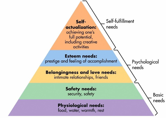 <p>a psychological concept in which it is generally assumed that ‘lower’ needs need to be satisfied first</p>