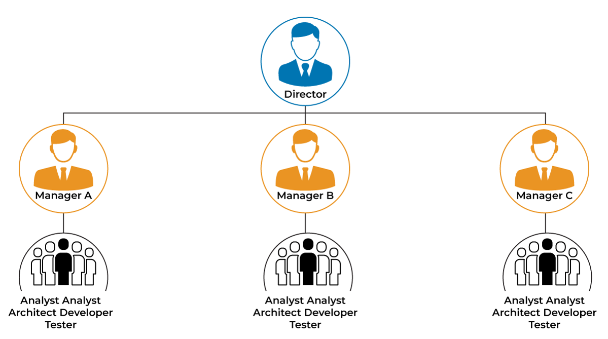 <p>&nbsp;flexible organizational structure based on the specific needs of a particular project or business venture. Each project is run by a <strong>project manager</strong> (PM), who is in charge of the team involved in the particular project. Decision making is centralized in project-based organization, although the dedicated team works on the designated project to achieve a common goal. </p>
