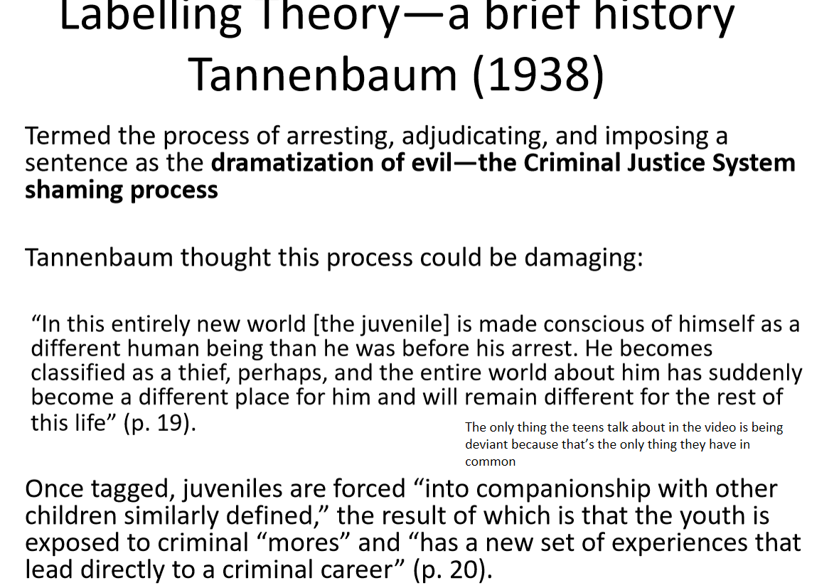 The labelling theorists were saying don't do anything<br />about juvenile