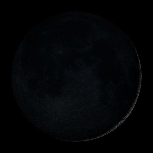 <p>the moon appears completely dark</p>