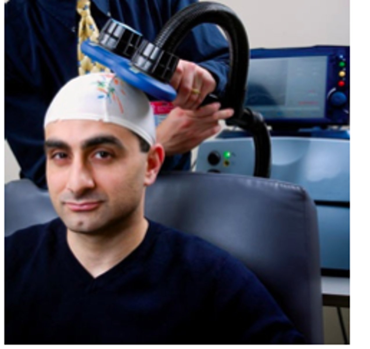<p>electrified coil placed very near the skull delivers and electric shock to a specific area of the brain</p>