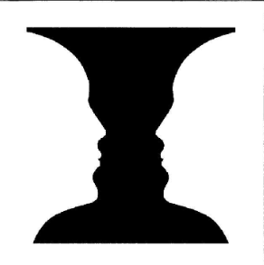 <p><span style="color: red;"><strong>Figure-ground organisation:</strong> The tendency of the visual system to simplify a scene into the main object that we are looking at&nbsp; and everything else that forms the background.</span></p><ul><li><p><span>Illustrated in "faces or vases" illusion, also known as the Rubin vase.&nbsp;</span></p></li><li><p><span>Depending on if you see black or white as the figure - two faces or vase as profile&nbsp;</span></p></li><li><p><span>See white faces in profile = white colour is figure</span></p></li><li><p><span>See black vase in profile = black colour is figure</span></p></li></ul><p></p>