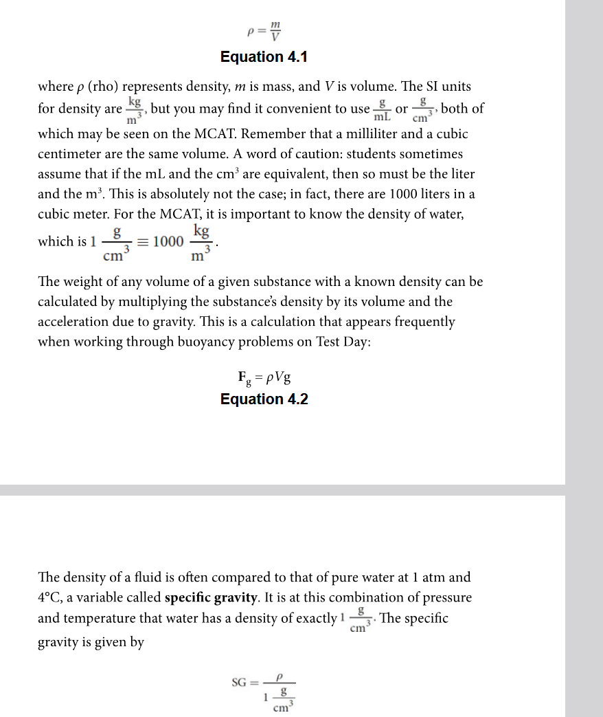 <p>Density<br>Specific gravity</p>