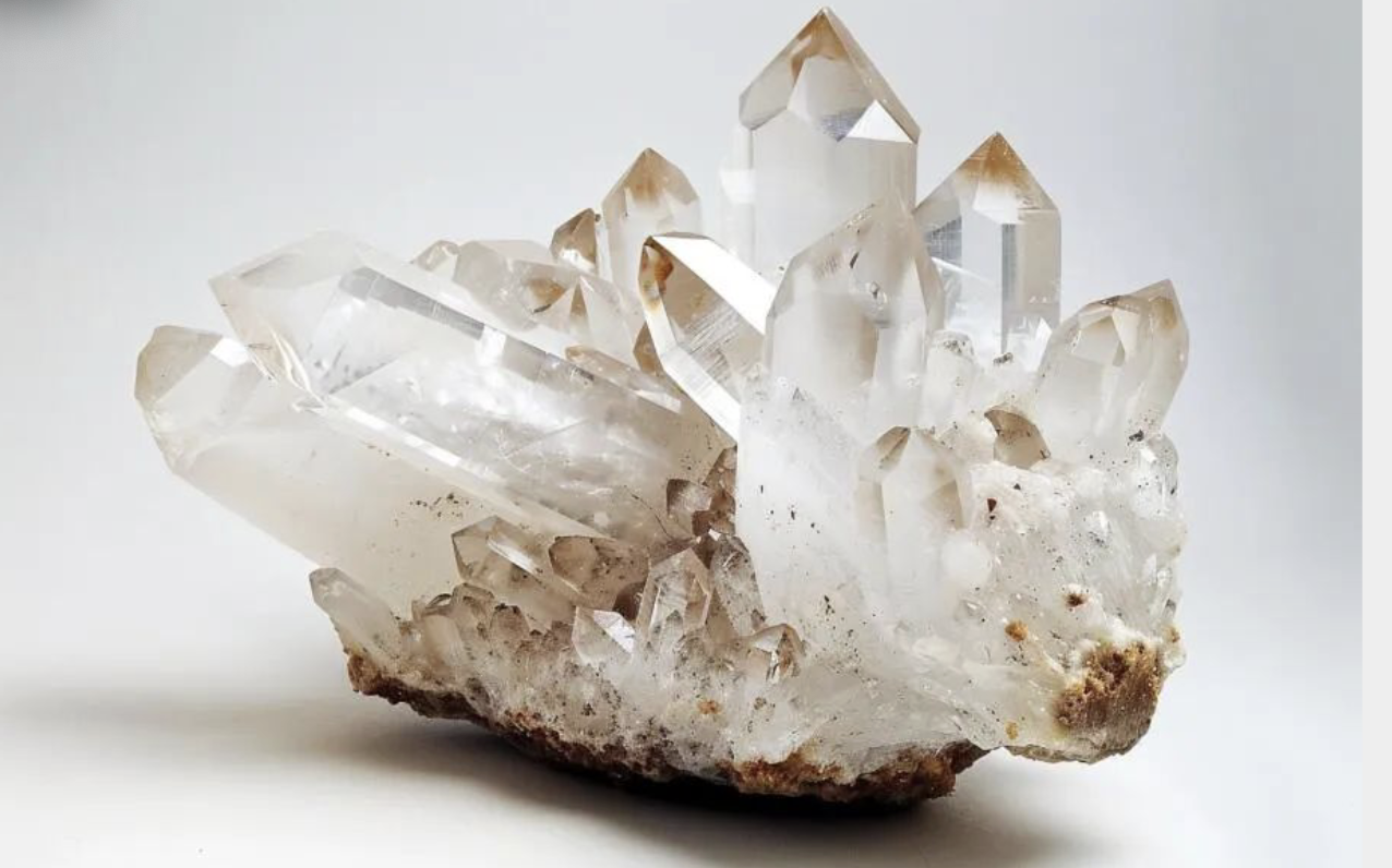 <p>Transparent, hardness of 7, often hexagonal prisms ending in pyramids, variable color</p>