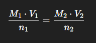 <p>(n is the coeficent on the substance from the balanced equation)</p>