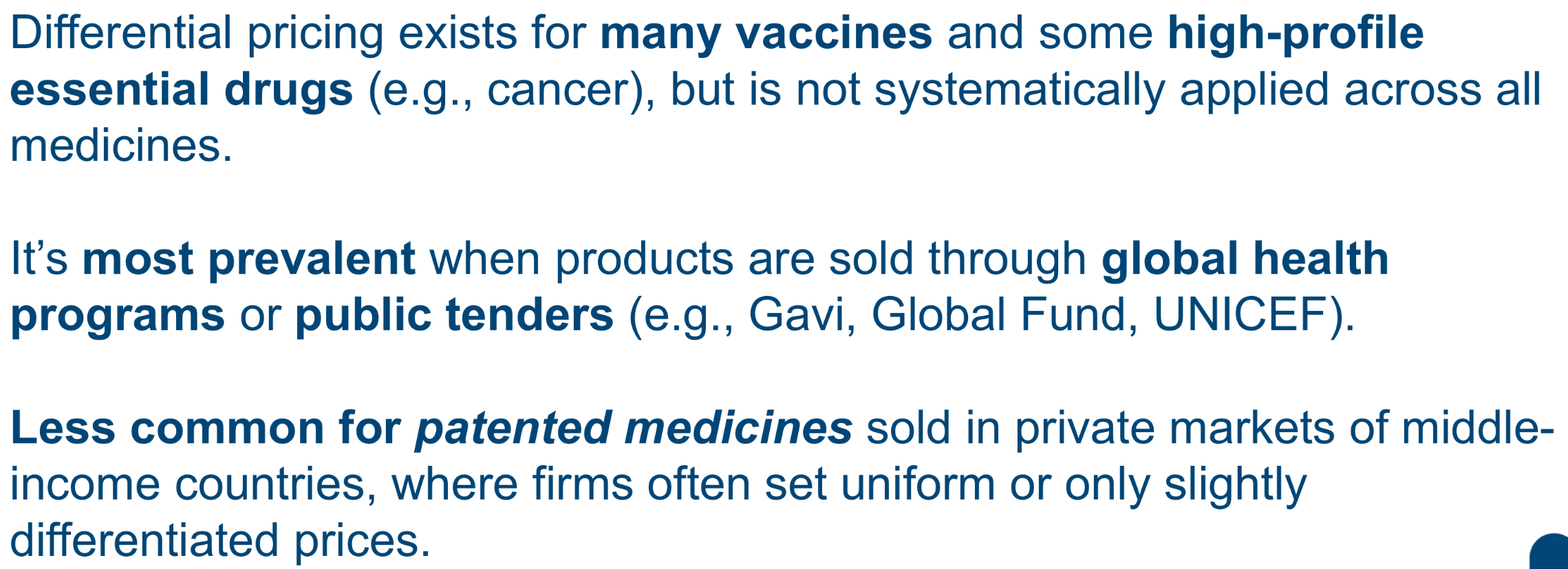 <p><strong>Partially common, but uneven</strong> —> research is limited and uneven especially outside donor-financed markets</p>