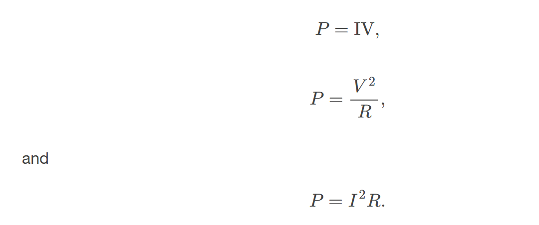 <p><span><span>the rate at which electrical energy is supplied by a source or dissipated by a device; it is the product of current times voltage</span></span></p>