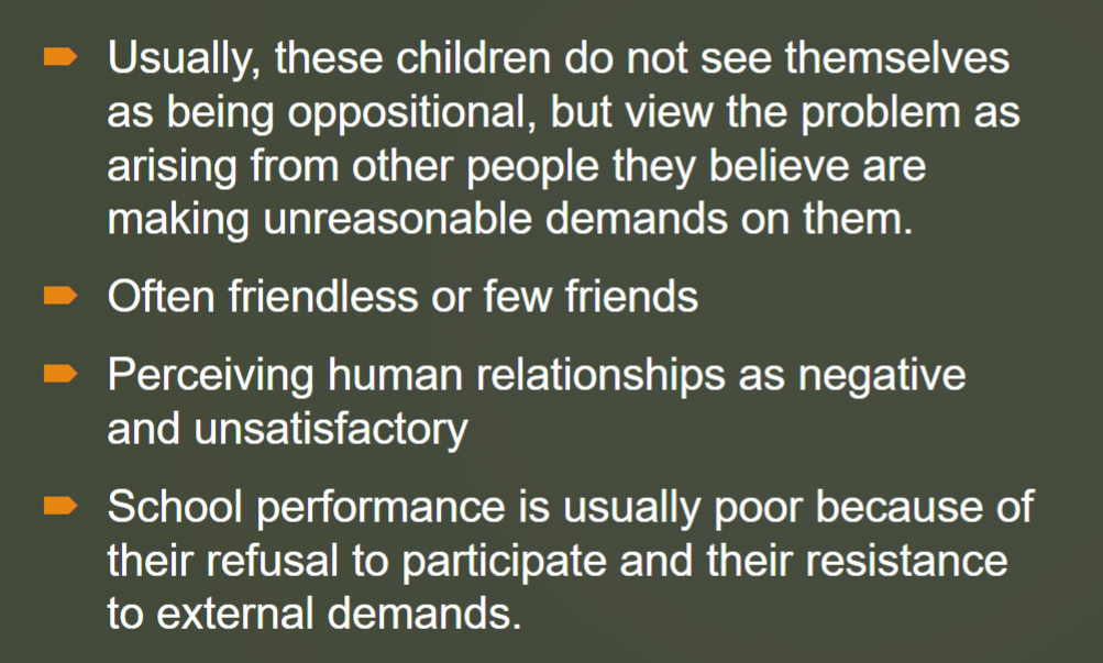 <p>In children</p><p>Characterized by a persistent pattern of angry mood and defiant behavior that interferes with life activities. Can have low self esteem and low social interaction</p><p>-begins no later than adolescence</p><p>-May be a precursor to BPD in adulthood</p>