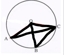 <p>Proof that angle AOB = 2 times angle ACB</p>