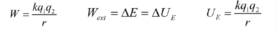 <p>when the same charged particles are closer to each other PE is higher</p><p></p><p>one particle can’t have this<br>when there are multiple charges do it for multiple configurations</p>