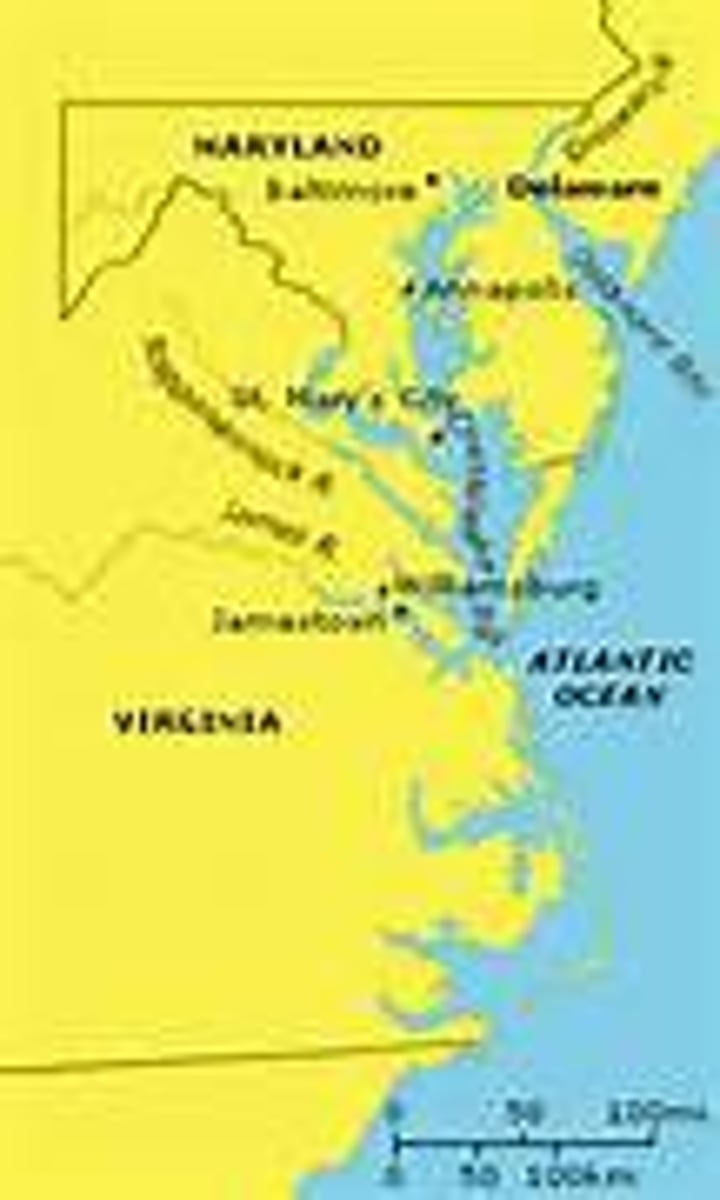 <p>In 1632, the area once known as the Virginia colony, has divided into the Virginia and Maryland colony. Maryland became the first proprietary colony.</p>