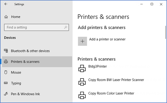 <p>Print Management Using the Settings App</p><p>Devices and Printers</p>