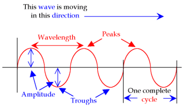 <p>Vibrations are at right angles to the direction of wave travel</p>