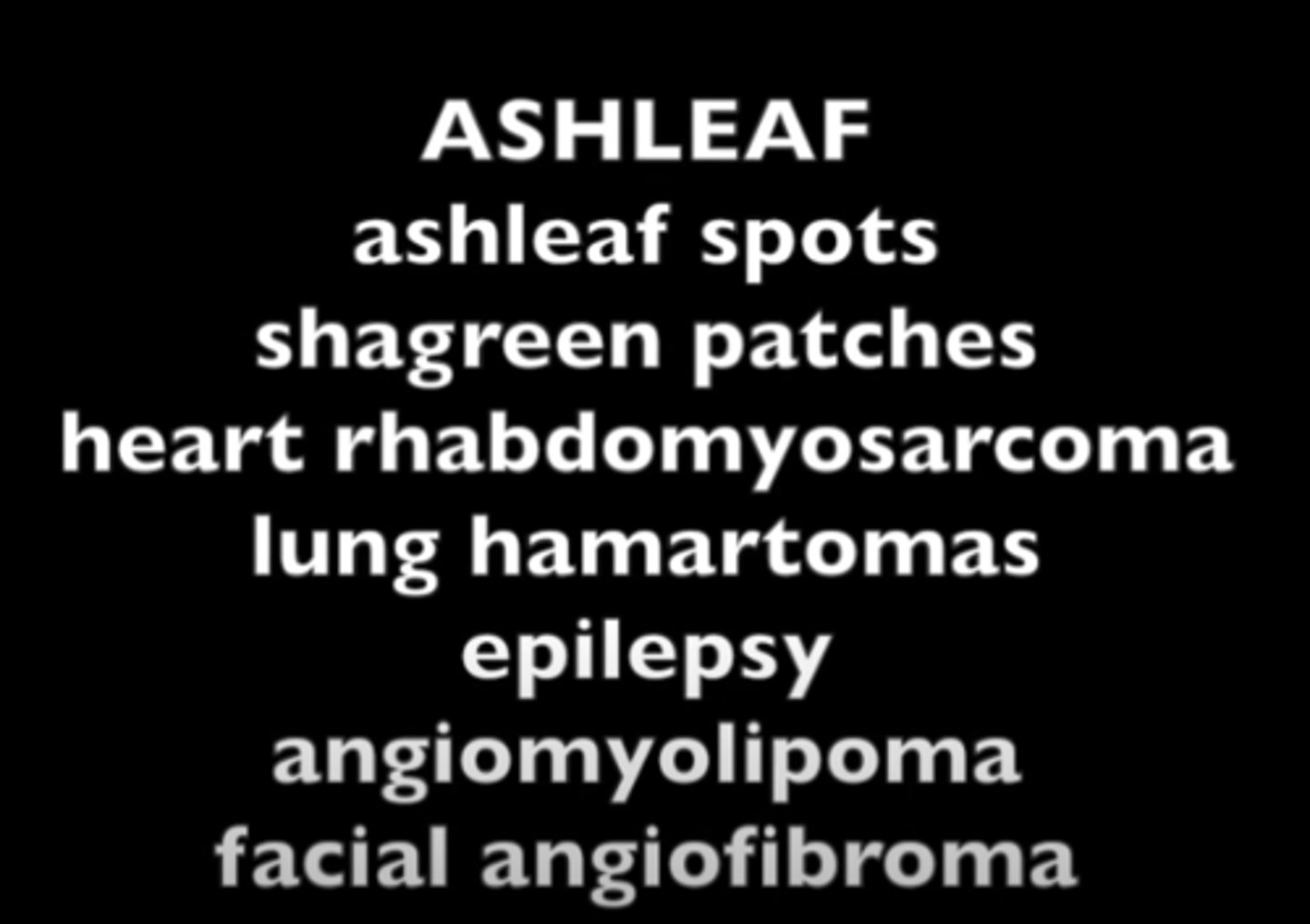 <p>tx: ACTH</p><p>angiomyolipoma= benign renal neoplasm composed of fat, vascular, and smooth muscle</p>