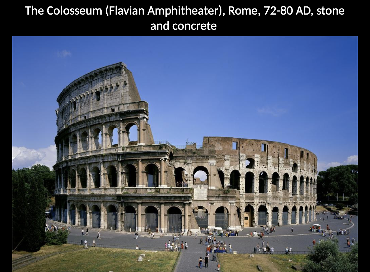 <p>The Colosseum (Flavian Amphitheater)</p><p>Function, location, funding, and architectural features?  </p>