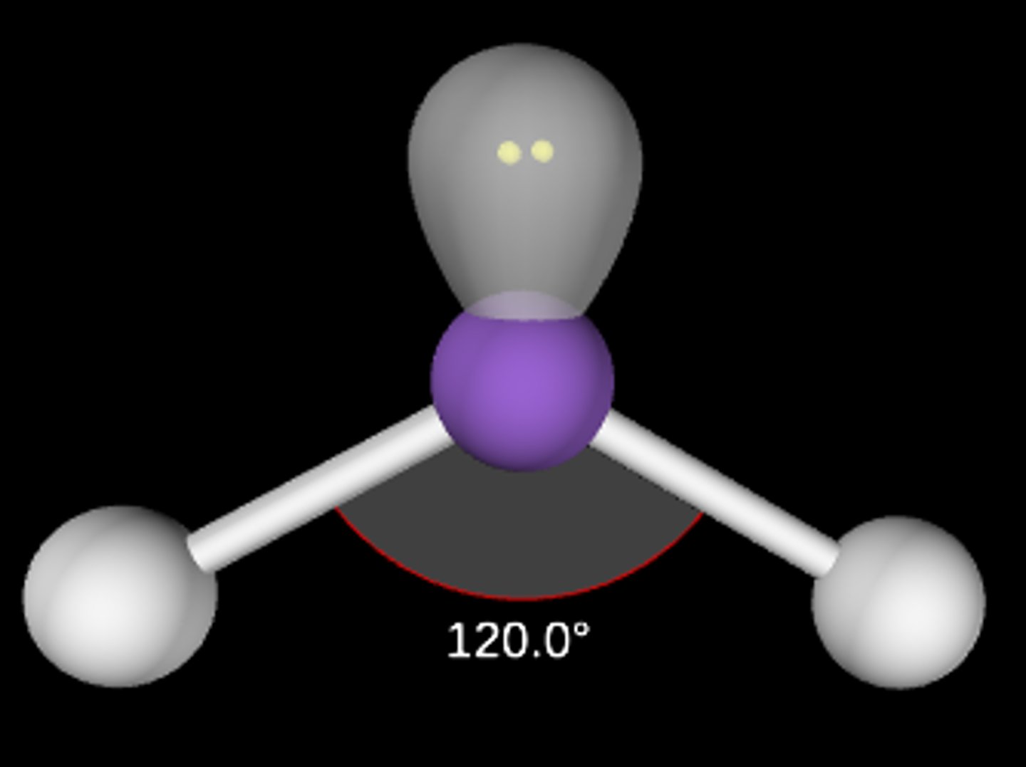 <p>Bent/angular; < 120°; sp2</p>